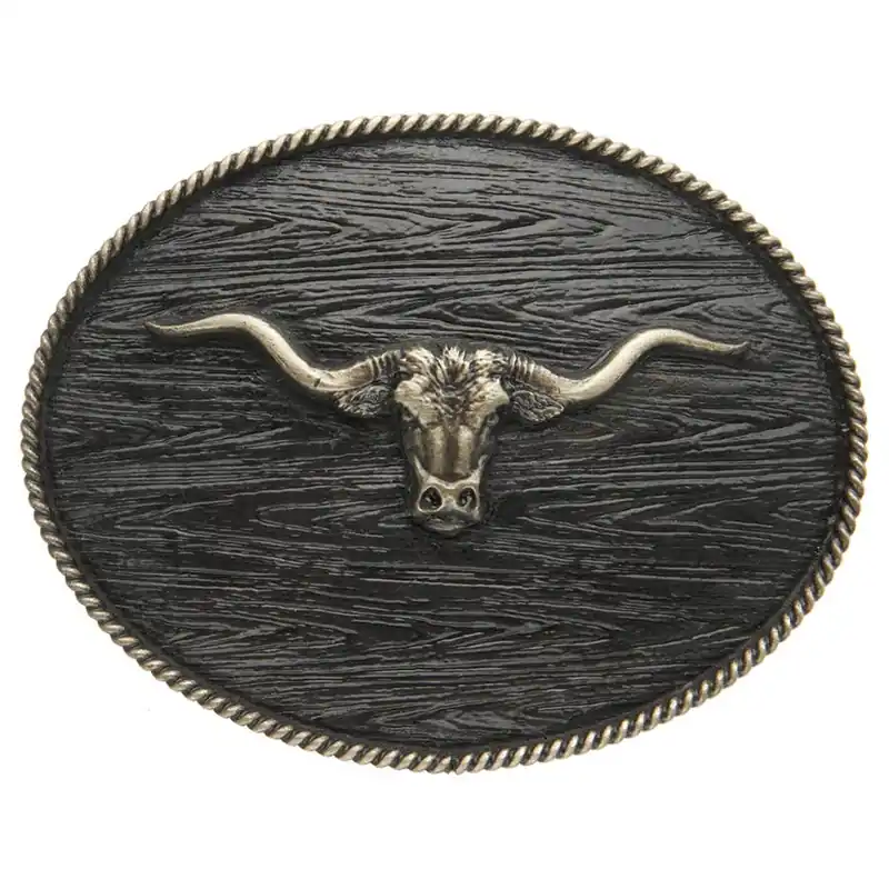 AndWest Men‘s Longhorn with Wood Grain Iconic Classic Buckle