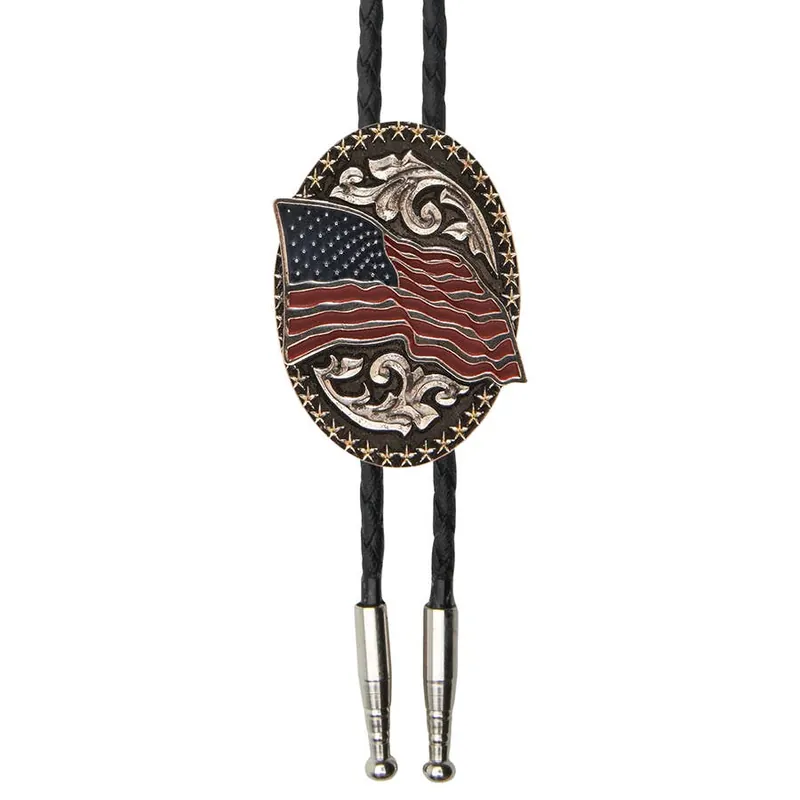 AndWest Men‘s American Flag Bolo Tie