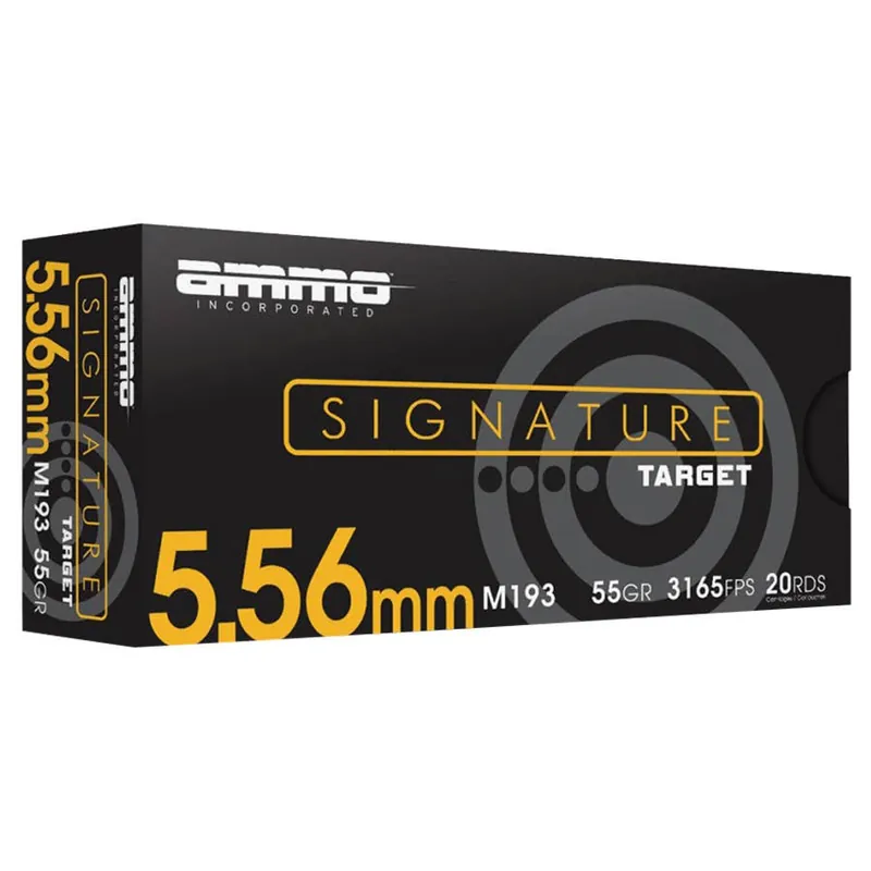 Ammo, Inc. Signature Target FMJ M193 Brass Cased 5.56mm NATO Rifle Ammunition