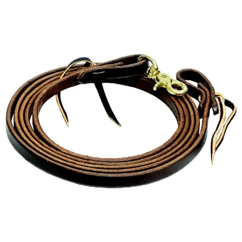 Mustang Oiled Harness Leather Roping Rein w/Waterloop