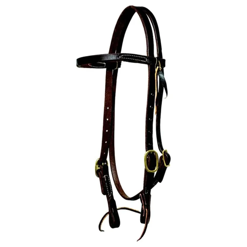 Mustang Oiled Harness Leather Browband Headstall w/Tie Ends