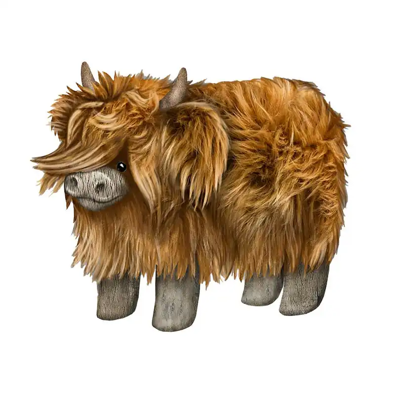Alpine Highland Cow Foot Stool