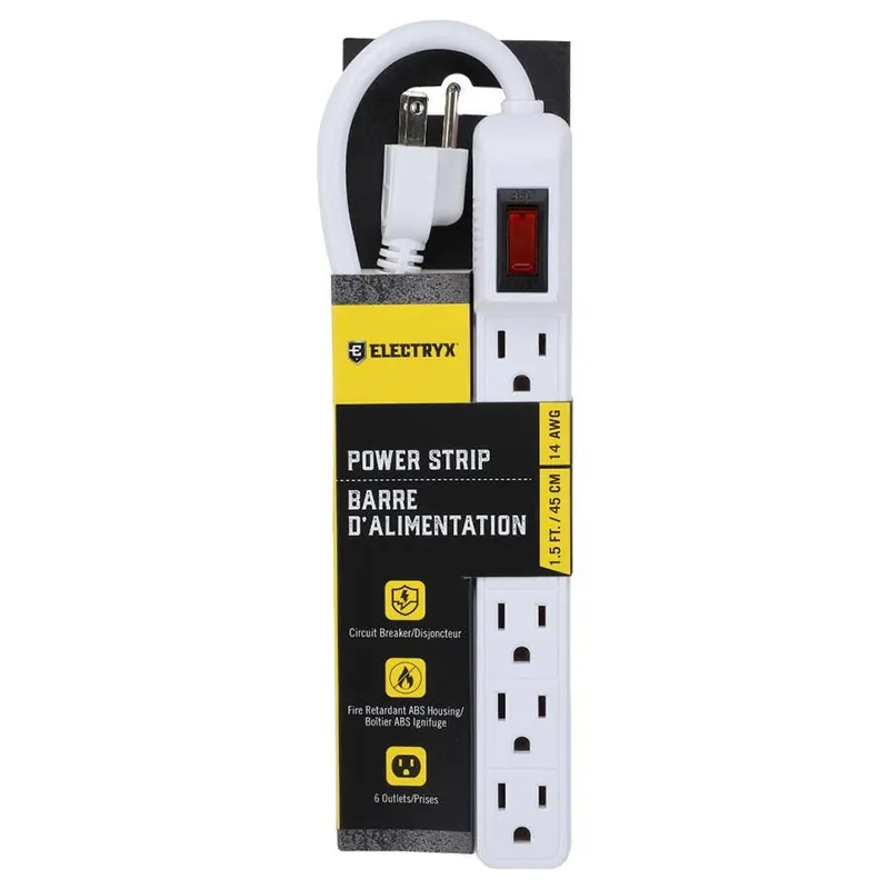 Electryx 6-Outlets Power Strip with Cord