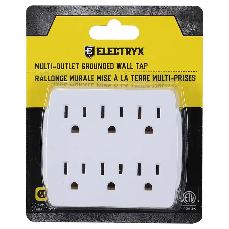 Electryx 3-Prong Grounded Wall Tap Adapter