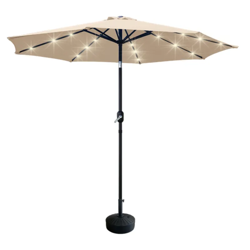 Livingscape 9‘ Tilt Patio Umbrella with Solar LED Lights