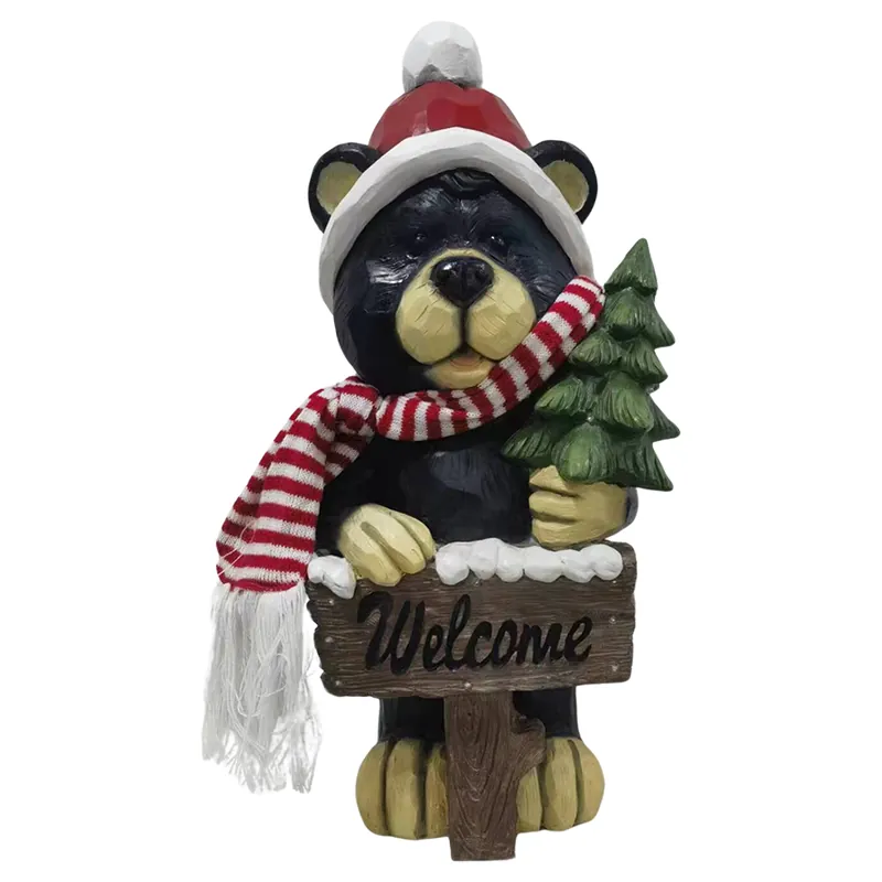 Backyard Expressions Santa Bear Statue w/Scarf