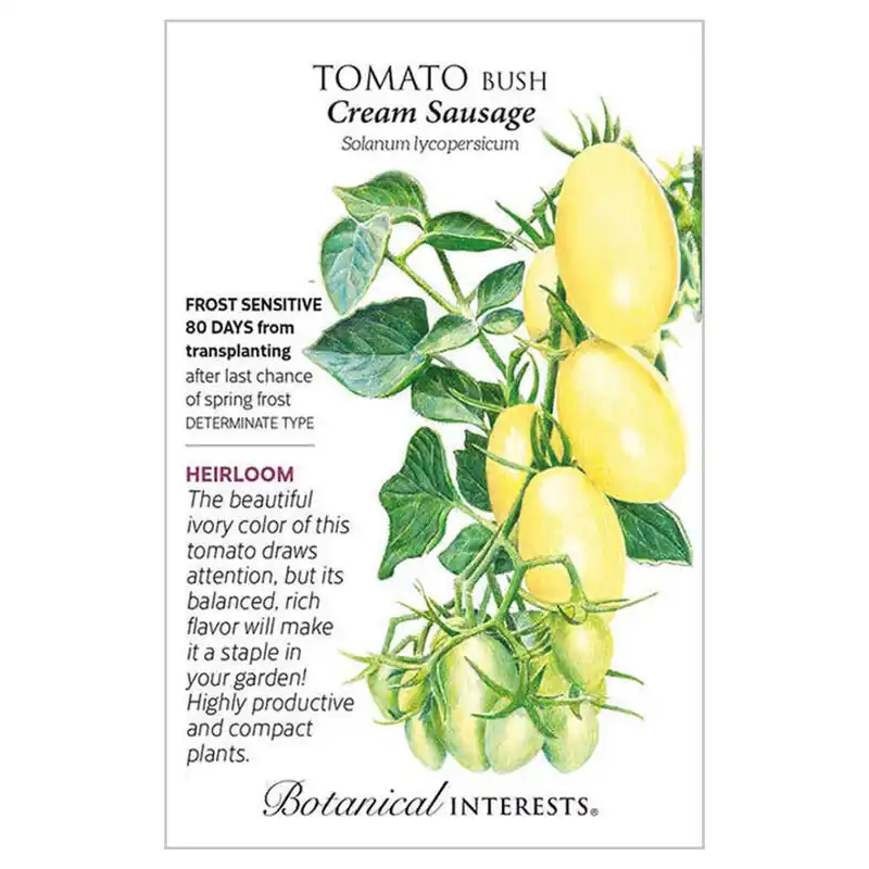 Botanical Interests Cream Sausage Tomato Bush Seeds