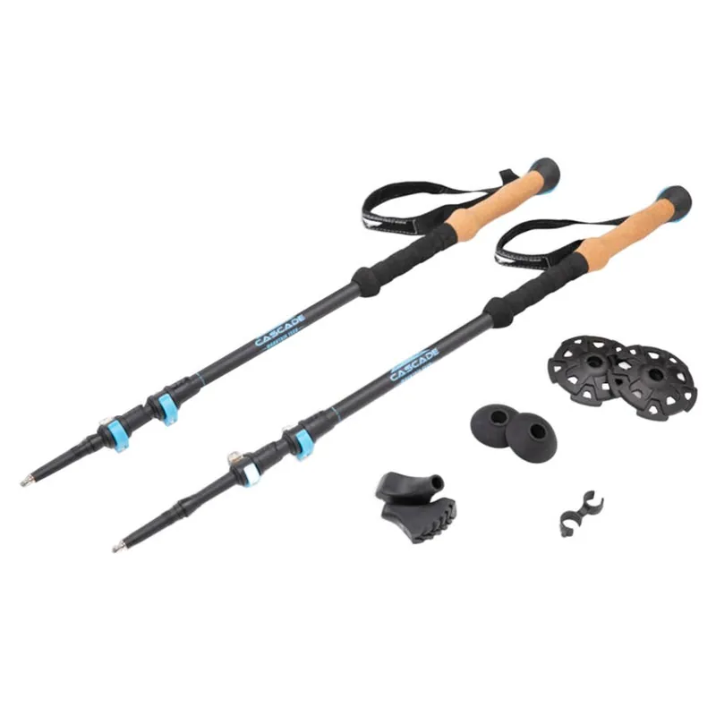 Cascade Mountain Tech Carbon Fiber Quick Lock Trekking Poles with Cork Grip