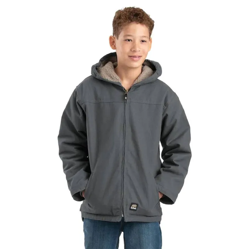 Berne Boy‘s Sherpa-Lined Softstone Duck Hooded Jacket