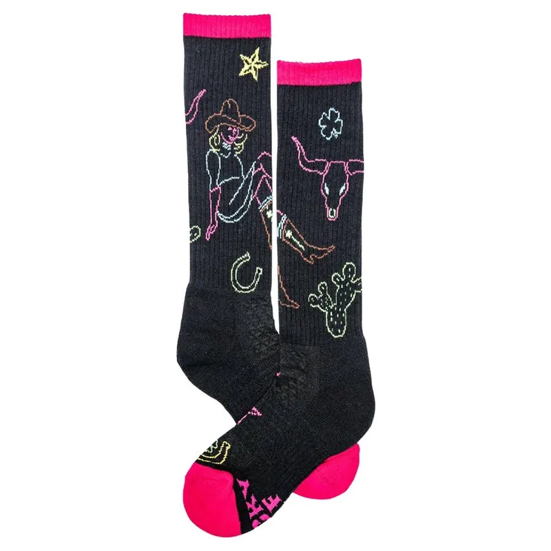 Lucky Chuck Women‘s Neon Cowgirl Performance Socks