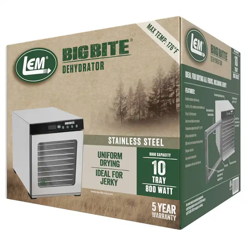LEM BigBite 10-Tray Stainless Steel Dehydrator