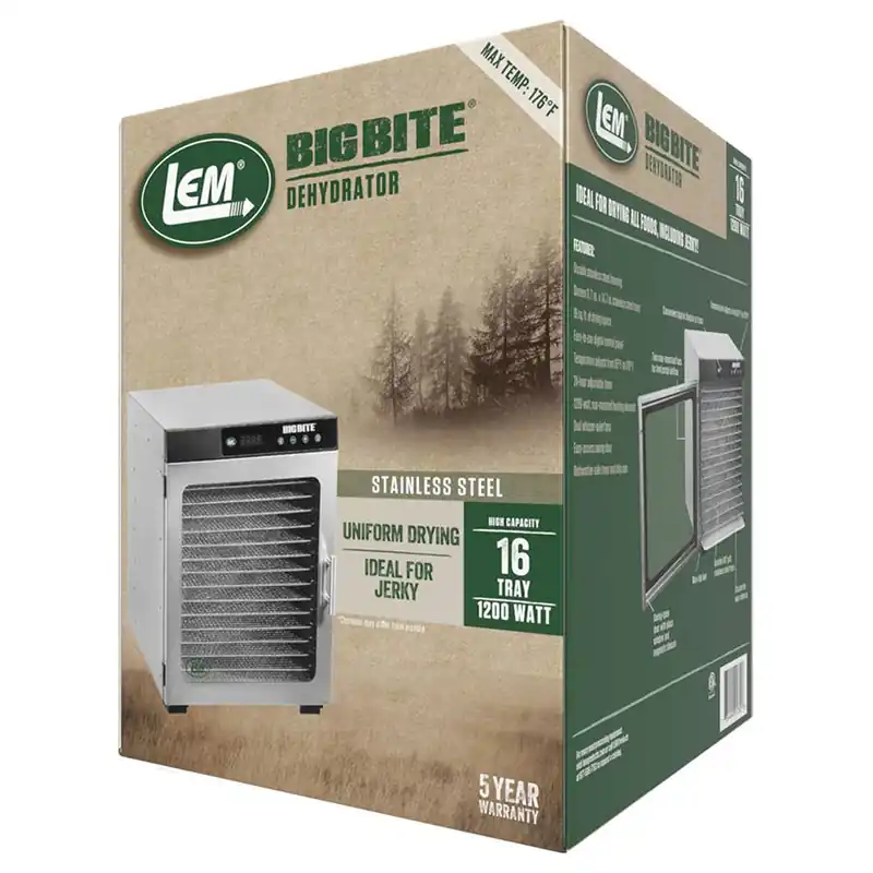 LEM BigBite 16-Tray Stainless Steel Dehydrator