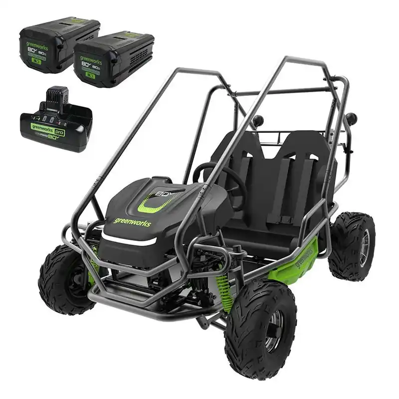 Greenworks 80V STEALTH Series All-Terrain 2-Seat Electric Youth Go-Kart w/ (2) 8.0Ah Batteries & Charger