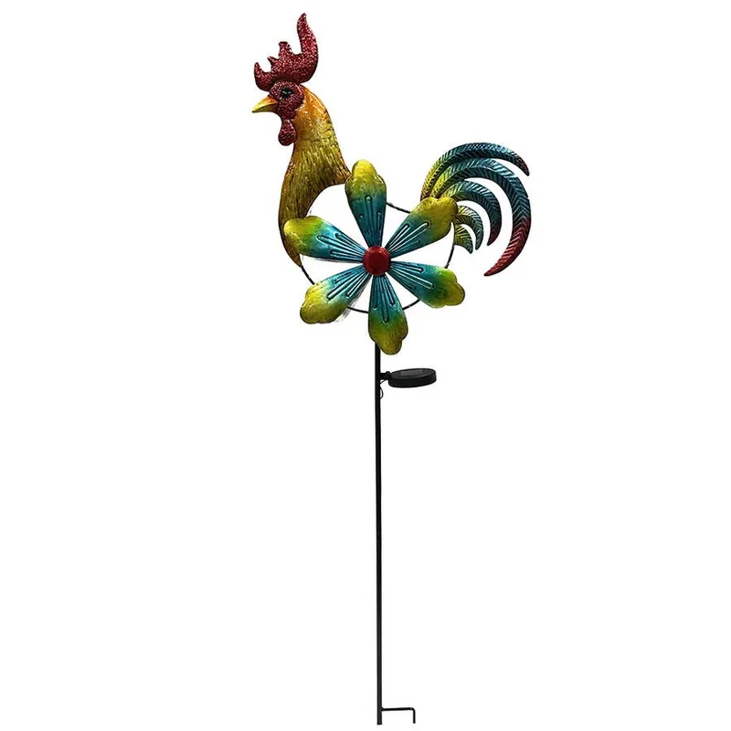 Backyard Expressions Solar Rooster Spinner Stake