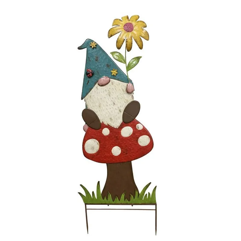 Backyard Expressions Metal Gnome on Mushroom Stake