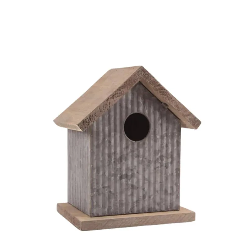 Backyard Expressions Wood and Galvanized Metal Bird House