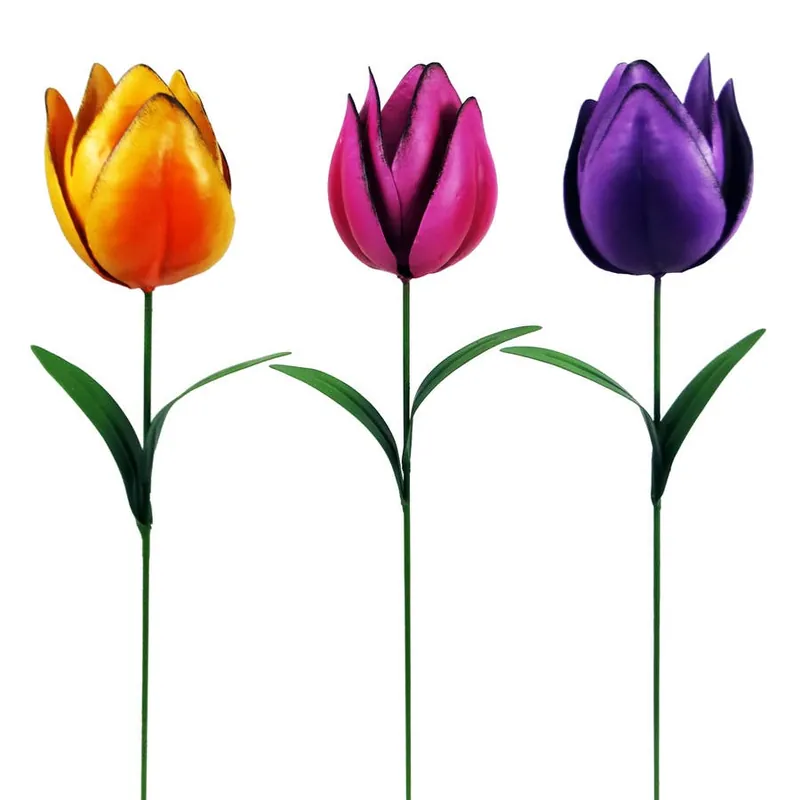 Alpine Colorful Metal Tulip Garden Stakes