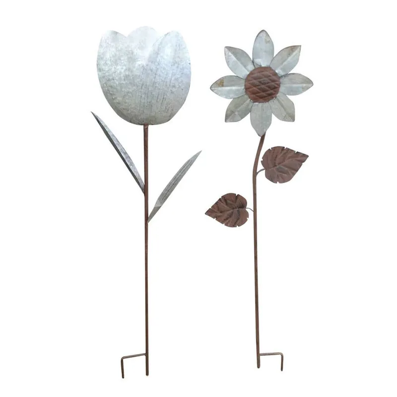 Alpine Metal Daisy and Tulip Garden Stakes