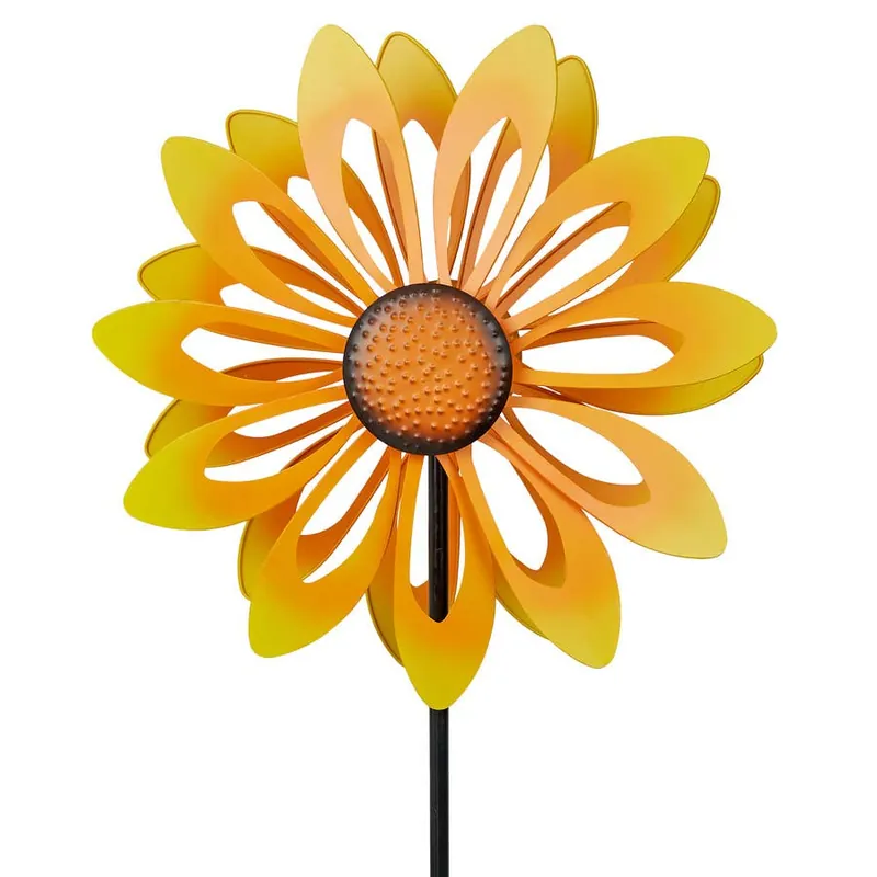 Alpine Sunflower Kinetic Wind Spinner Garden Stake