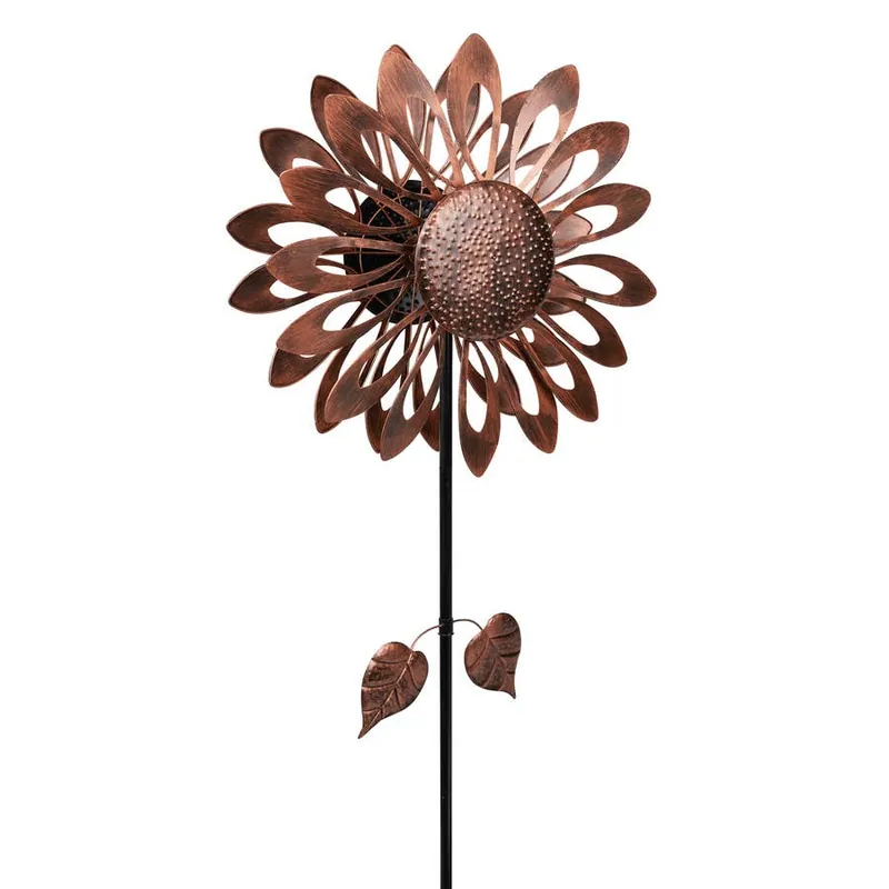 Alpine Bronze Sunflower Kinetic Wind Spinner Stake