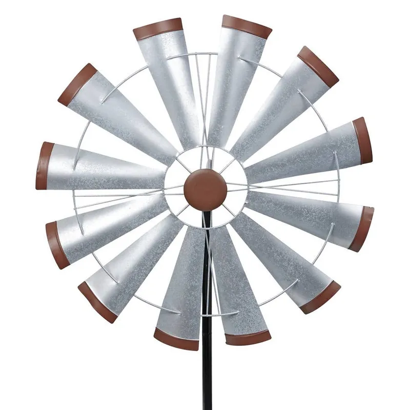 Alpine Silver Metal Windmill Garden Stake