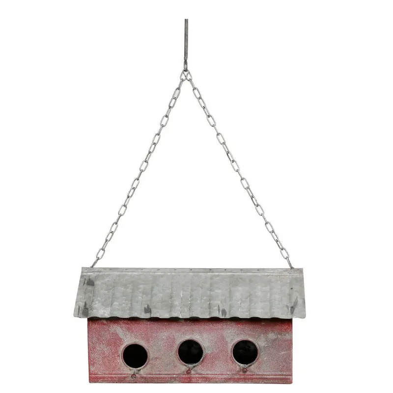 Alpine Hanging Red Birdhouse w/3 Entry Holes
