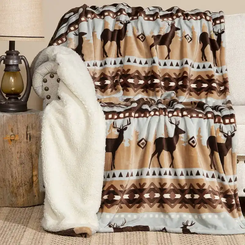 Carstens Buck Lake Plush Sherpa Throw Blanket