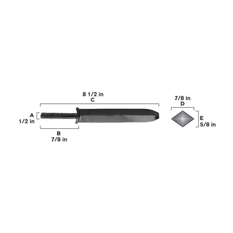 Harrow Tine 1/2" Thread x 8 1/2" Length