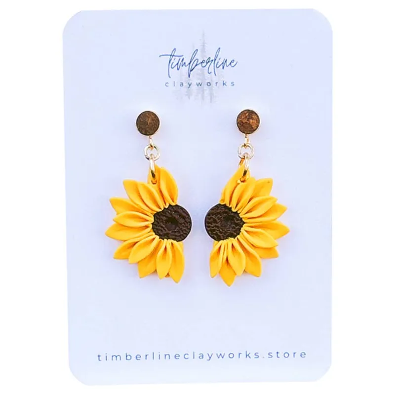 Timberline Clayworks Women‘s Sunflower Dangle Earrings