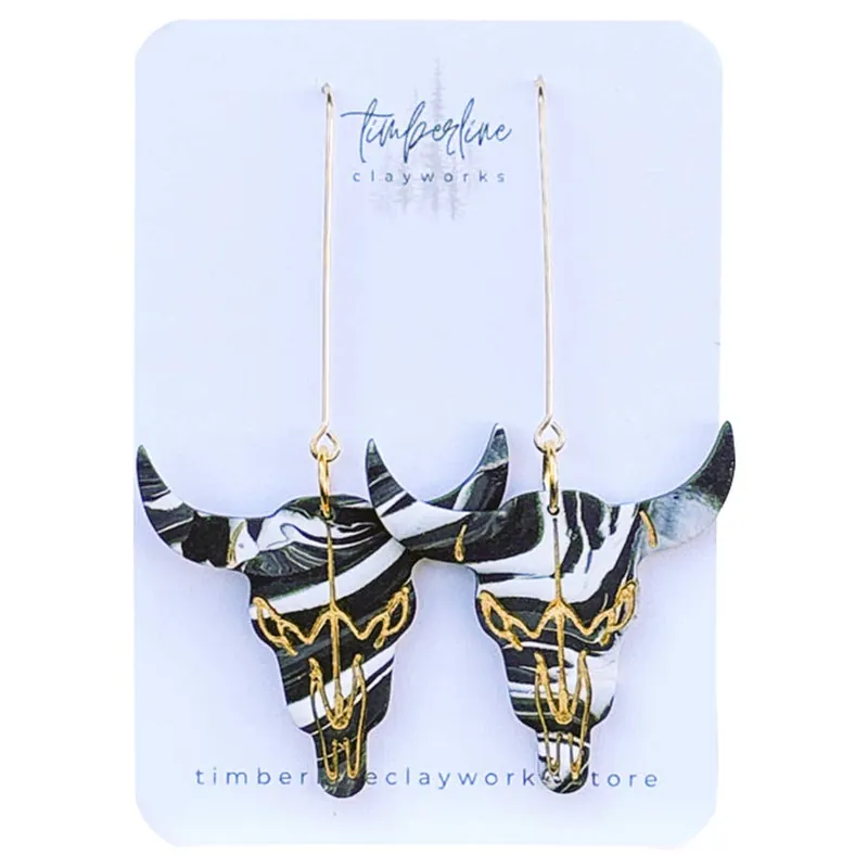 Timberline Clayworks Women‘s Steer Head Dangle Earrings