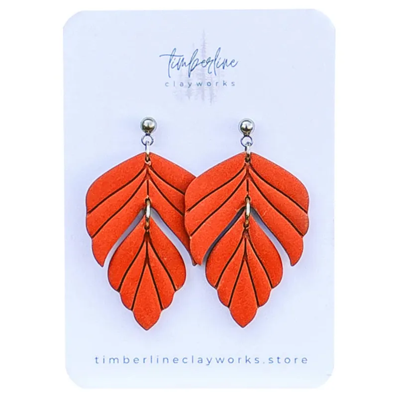 Timberline Clayworks Women‘s Double Leaf Dangle Earrings