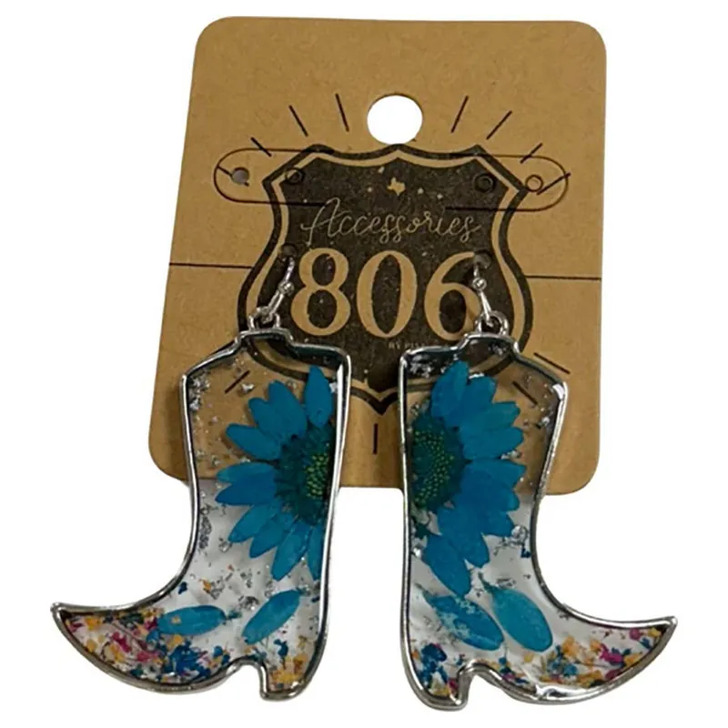 Pink Panache Women‘s 806 Boot Pressed Flower Earrings