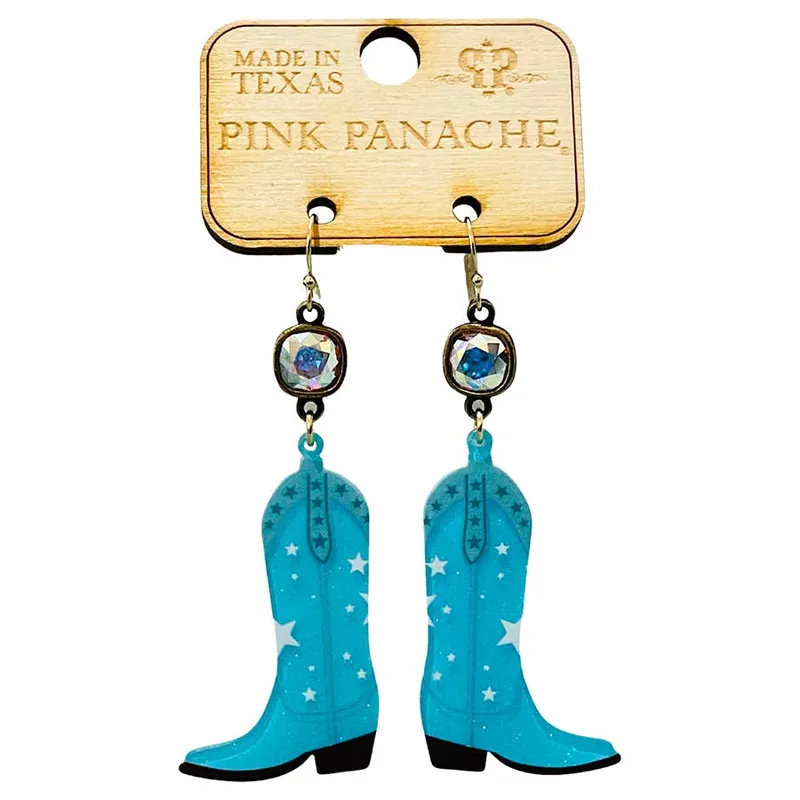 Pink Panache Women‘s Cowboy Boot Star Earrings