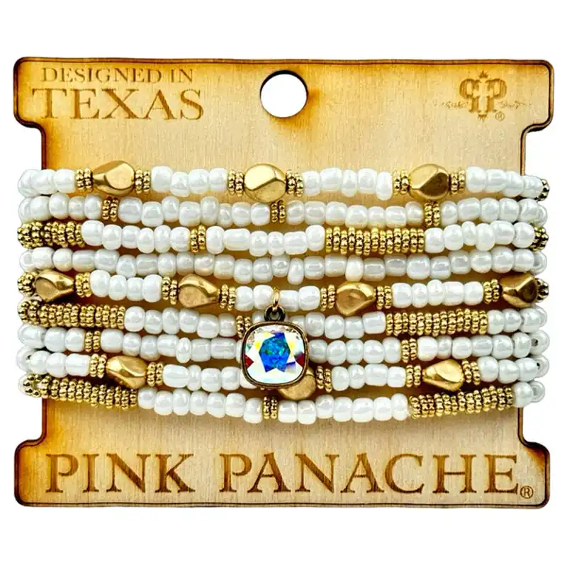 Pink Panache Women‘s Stacked Pearl and Tube Beads Bracelet