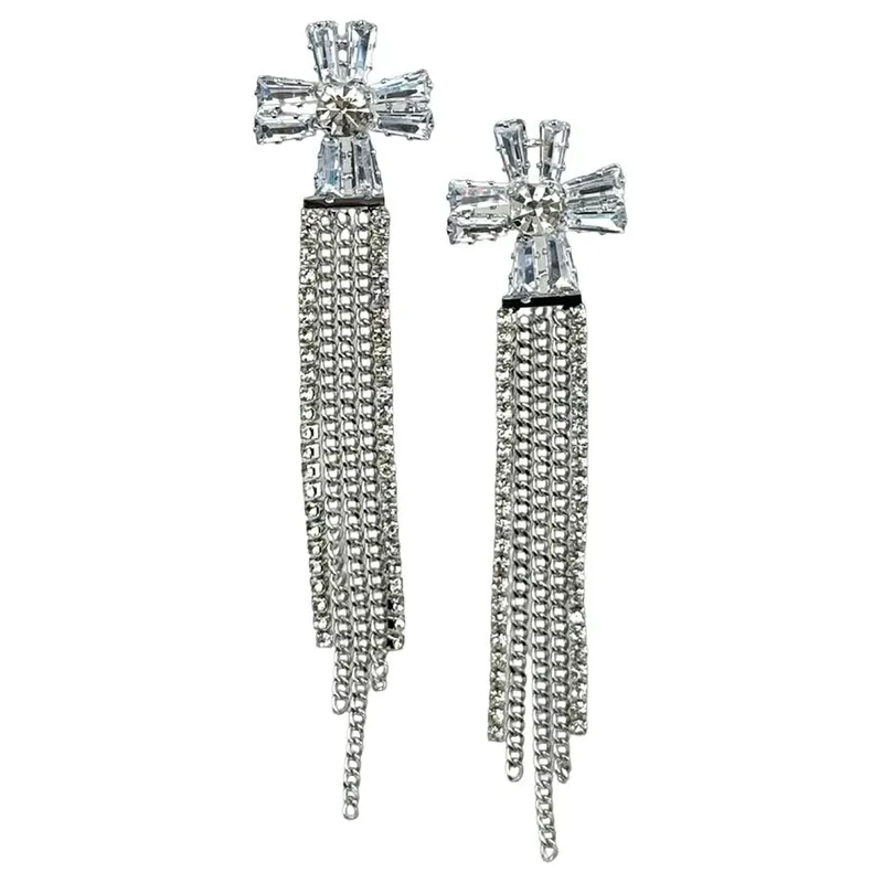 Pink Panache Women‘s Posh Cross Rhinestone Earrings