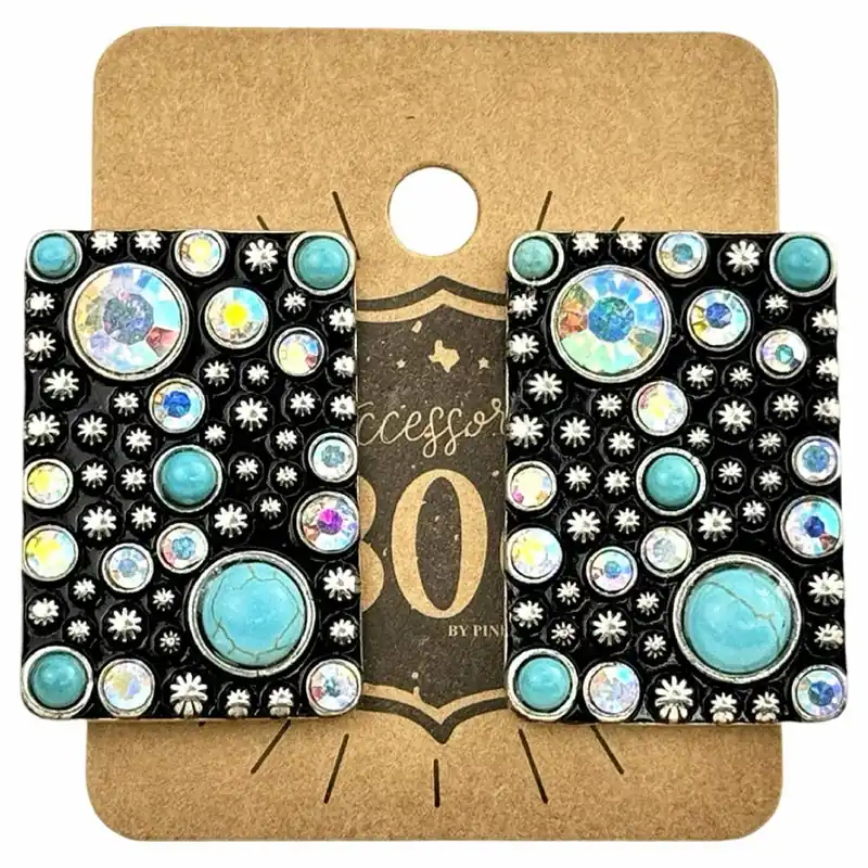 Pink Panache Women‘s 806 Rectangle Raised Dot Earrings