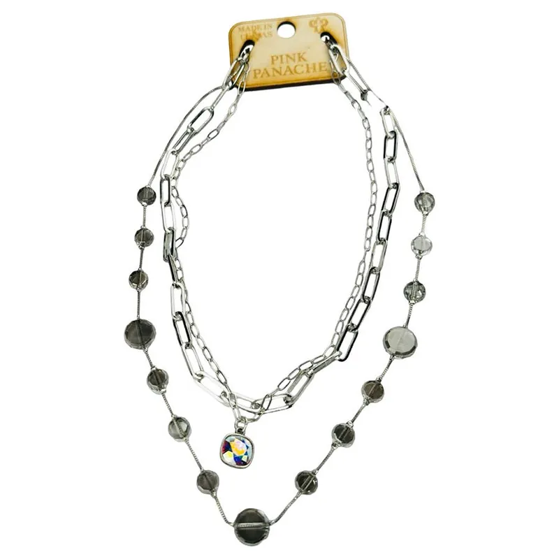 Pink Panache Women‘s Stacked Coin Bead Necklace