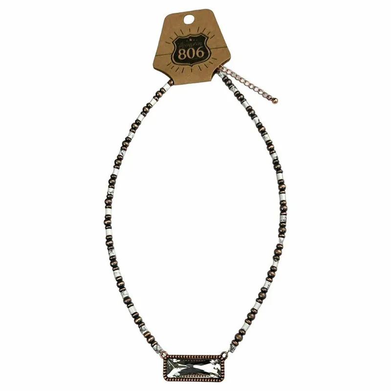 Pink Panache Women‘s 806 Metal Rectangle Necklace