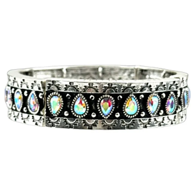 Pink Panache Women‘s 806 Cuff Teardrop Rhinestone Bracelet