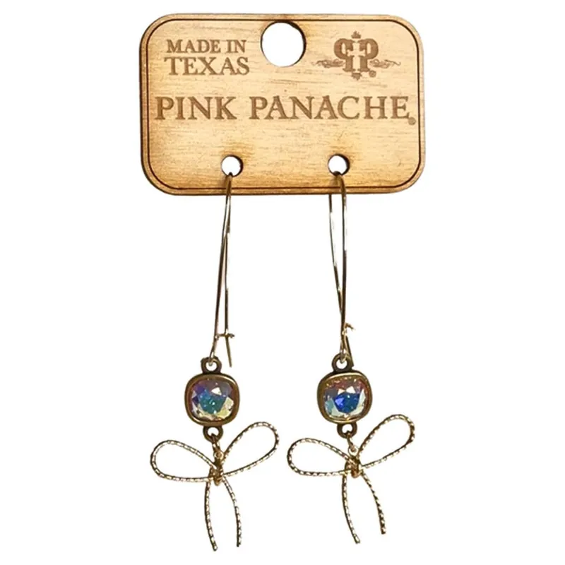 Pink Panache Women‘s Texture Bow Drop Dangle Earrings