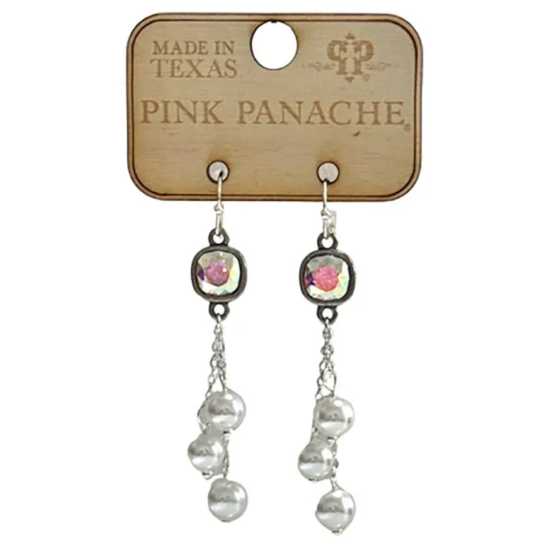 Pink Panache Women‘s Three Pearl Bead Drop Earrings