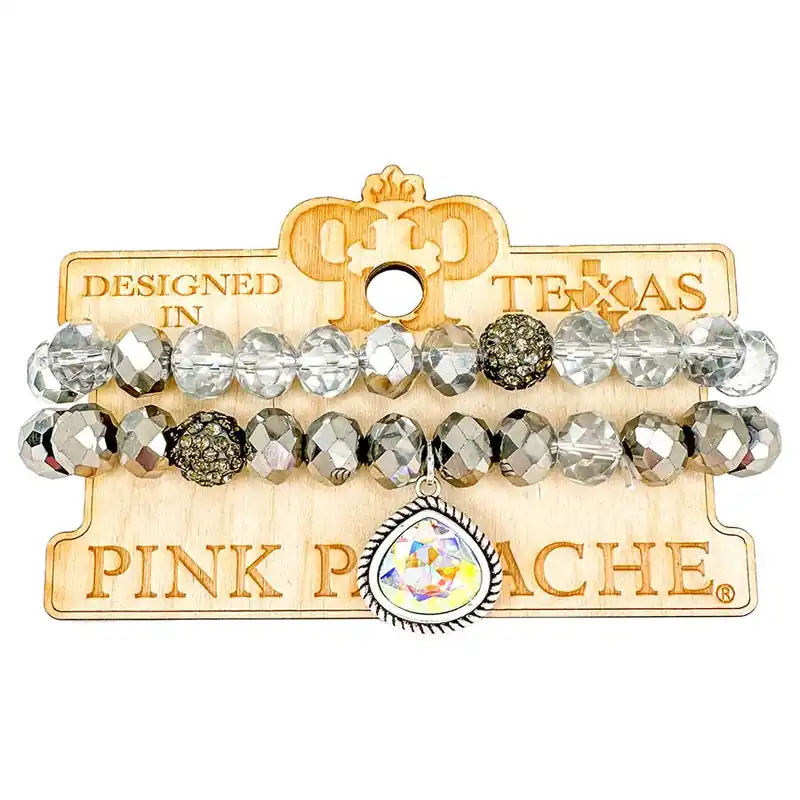 Pink Panache Women‘s Two Strand Rhinestone Bracelet