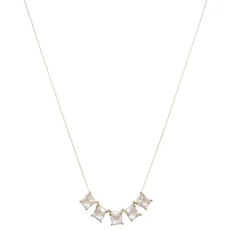Pink Panache Women‘s Posh Five Square Rhinestone Necklace