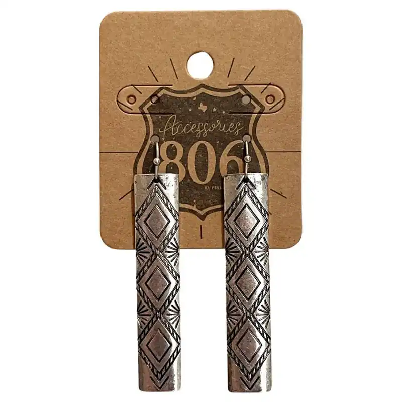 Pink Panache Women‘s 806 Long Rectangle Aztec Earrings