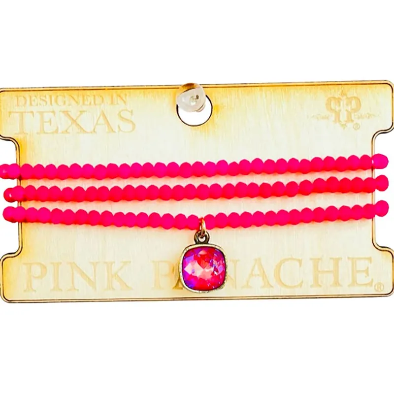 Pink Panache Women‘s Three Strand Austrian Crystal Charm Bracelet
