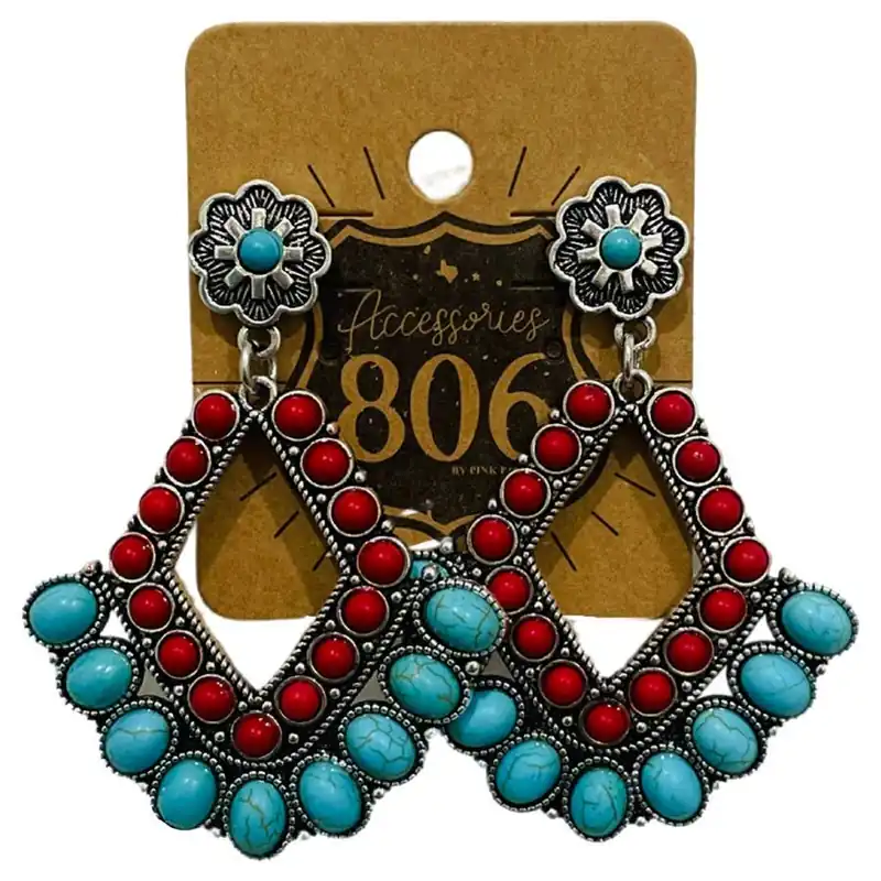 Pink Panache Women‘s 806 Southwest Flower Blossom Dangle Earrings