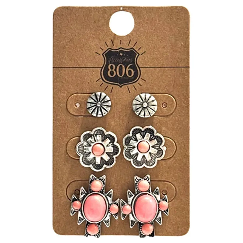 Pink Panache Women‘s 806 Flower Sunburst Drop Earrings