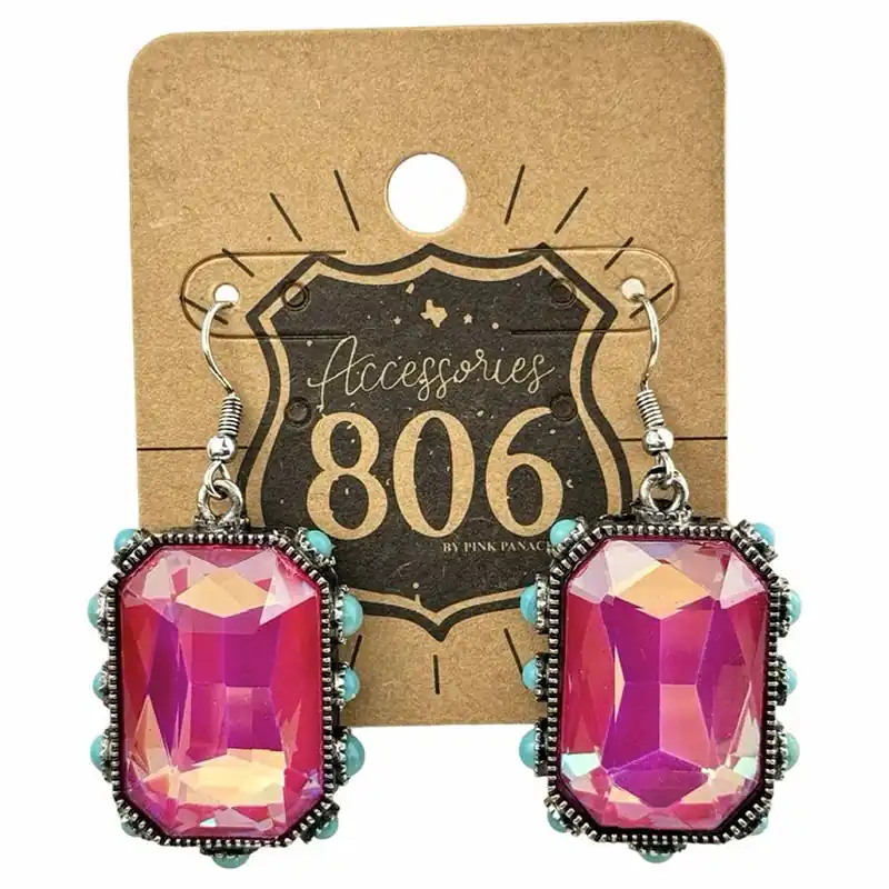 Pink Panache Women‘s 806 Octagon Stones Earrings