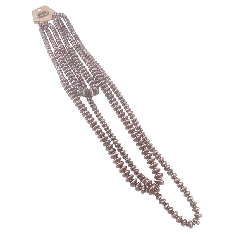 Pink Panache Women‘s 806 Triple Strand Burnished Beads Necklace