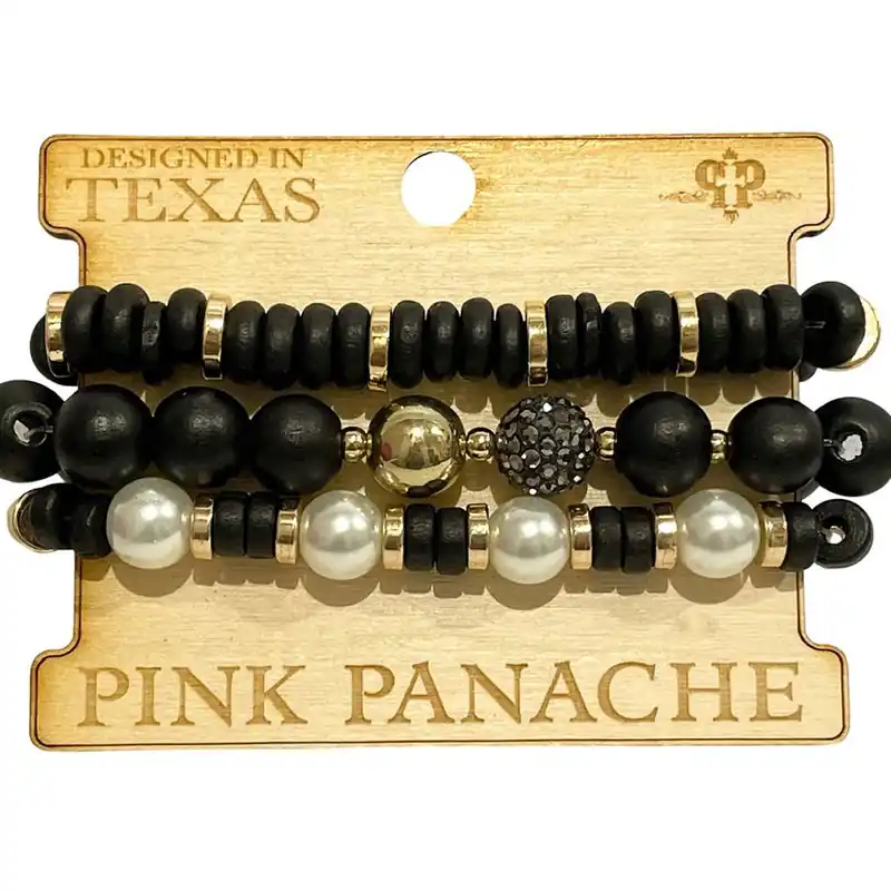 Pink Panache Women‘s Stacked Wood Bracelet